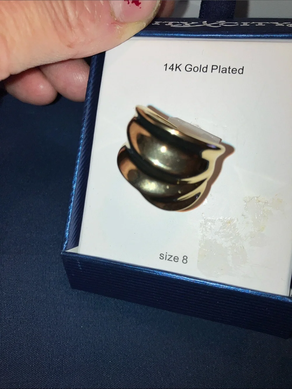 14K Gold Plated Wide Band Ring - Gold